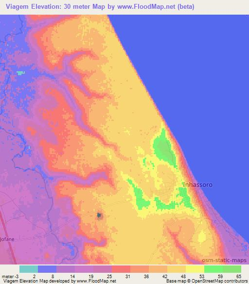 Viagem,Mozambique Elevation Map