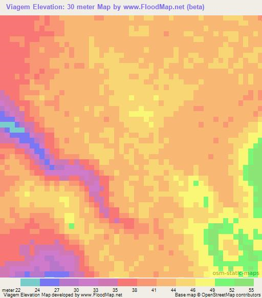 Viagem,Mozambique Elevation Map