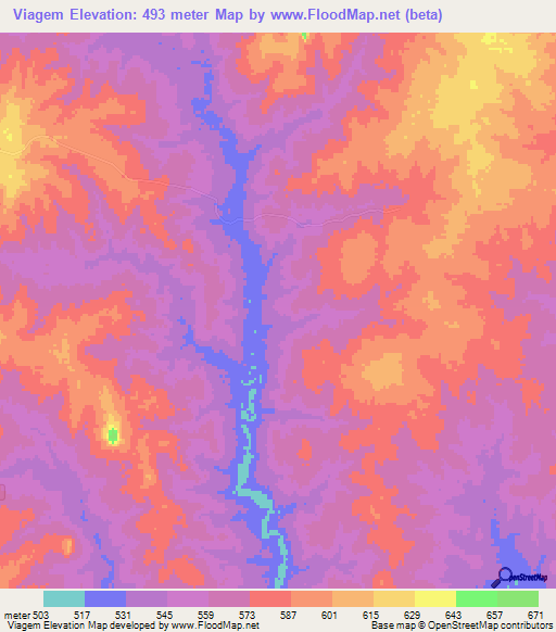 Viagem,Mozambique Elevation Map