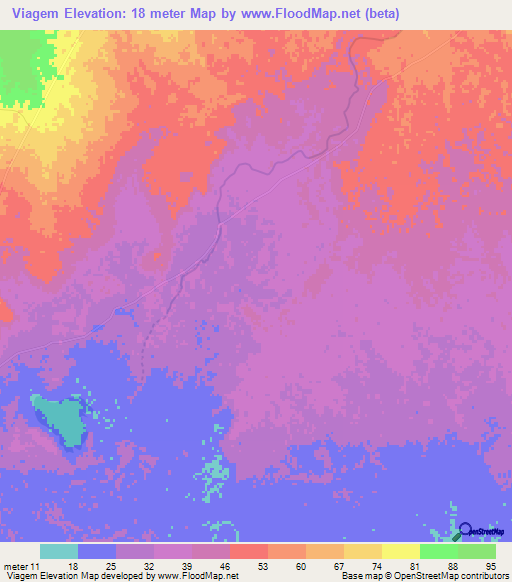 Viagem,Mozambique Elevation Map