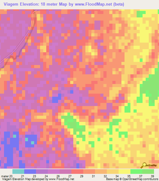 Viagem,Mozambique Elevation Map