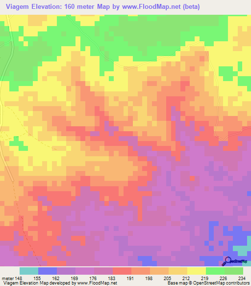 Viagem,Mozambique Elevation Map
