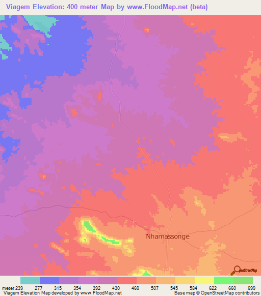 Viagem,Mozambique Elevation Map