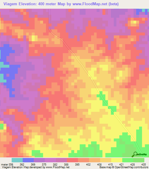 Viagem,Mozambique Elevation Map