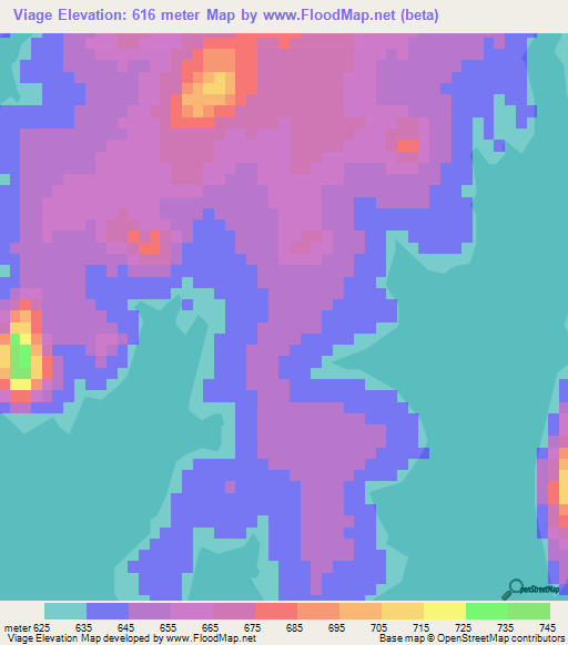 Viage,Mozambique Elevation Map