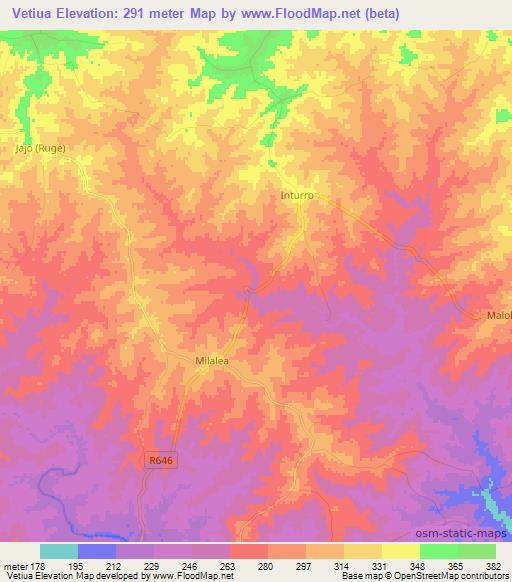 Vetiua,Mozambique Elevation Map