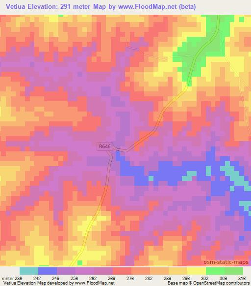 Vetiua,Mozambique Elevation Map
