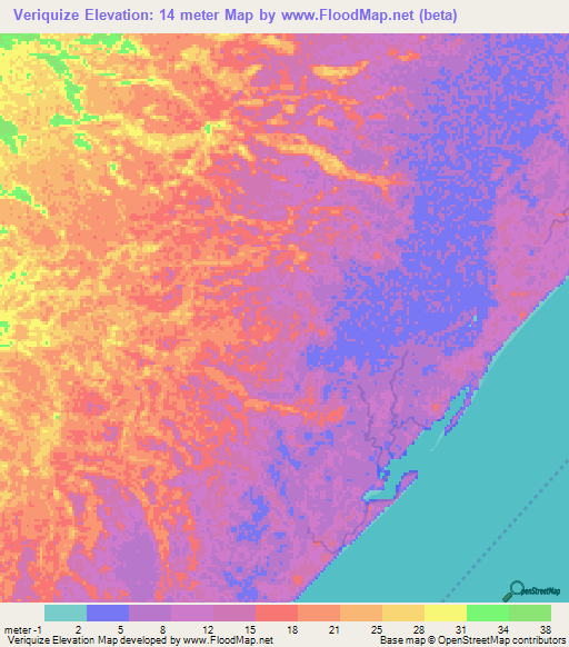 Veriquize,Mozambique Elevation Map