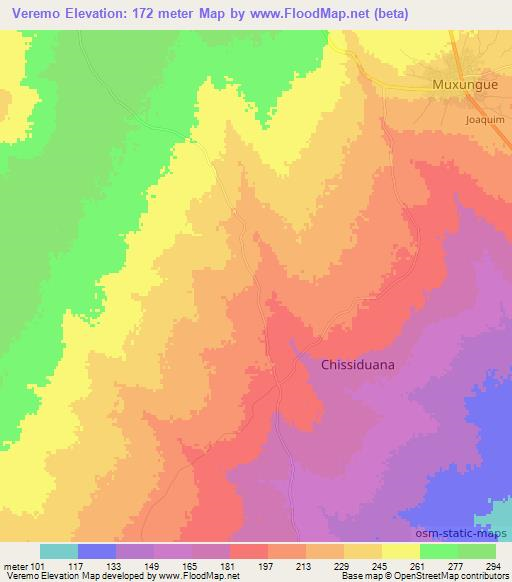 Veremo,Mozambique Elevation Map