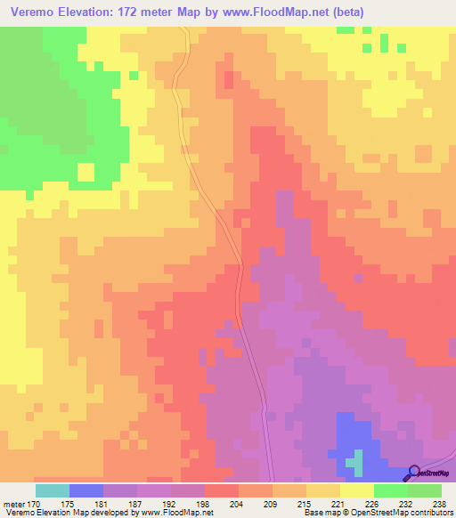 Veremo,Mozambique Elevation Map