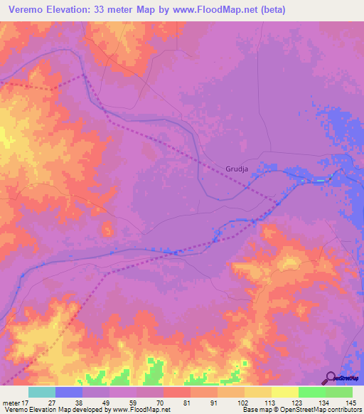 Veremo,Mozambique Elevation Map