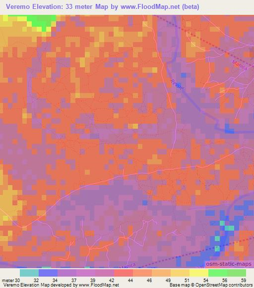 Veremo,Mozambique Elevation Map