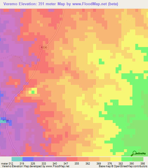 Veremo,Mozambique Elevation Map