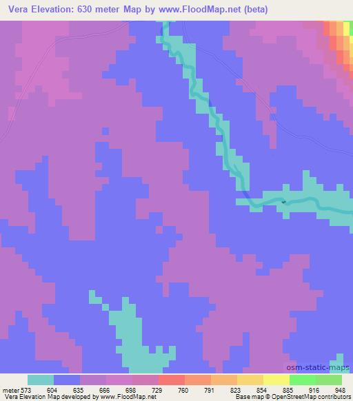 Vera,Mozambique Elevation Map