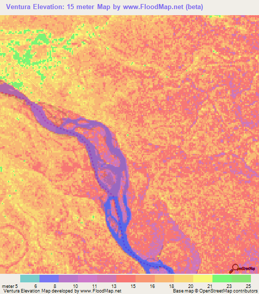 Ventura,Mozambique Elevation Map
