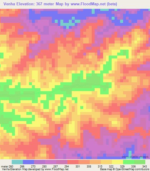 Venha,Mozambique Elevation Map