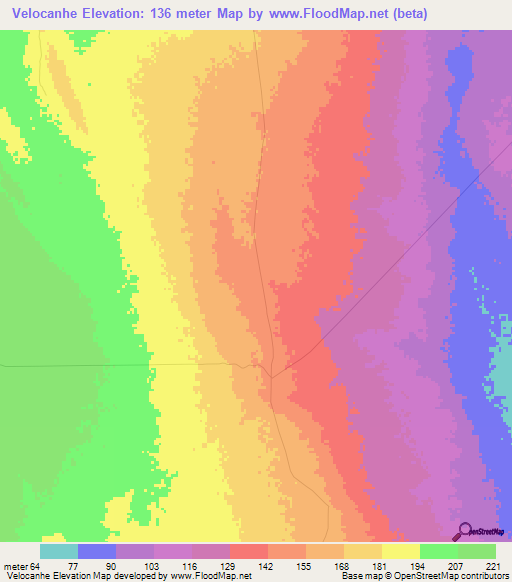 Velocanhe,Mozambique Elevation Map