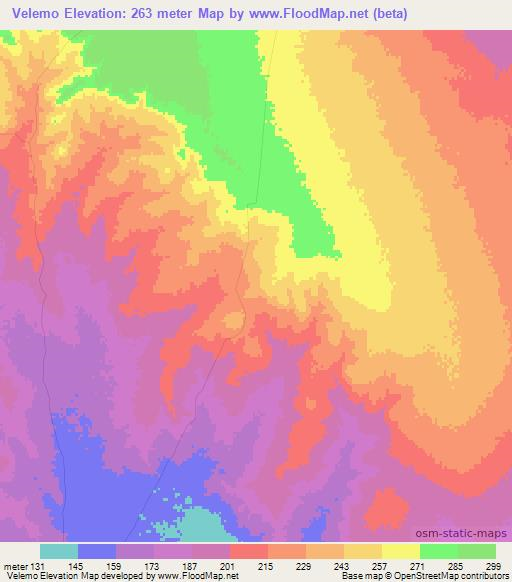 Velemo,Mozambique Elevation Map