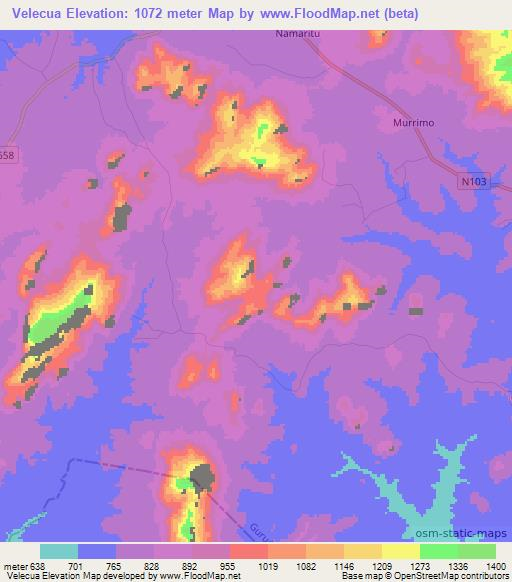 Velecua,Mozambique Elevation Map