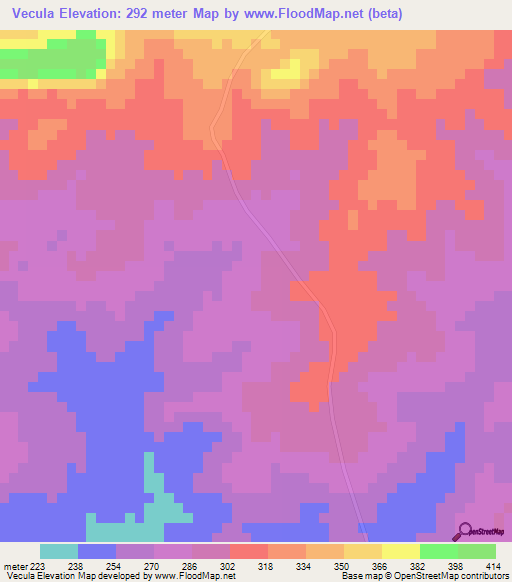 Vecula,Mozambique Elevation Map