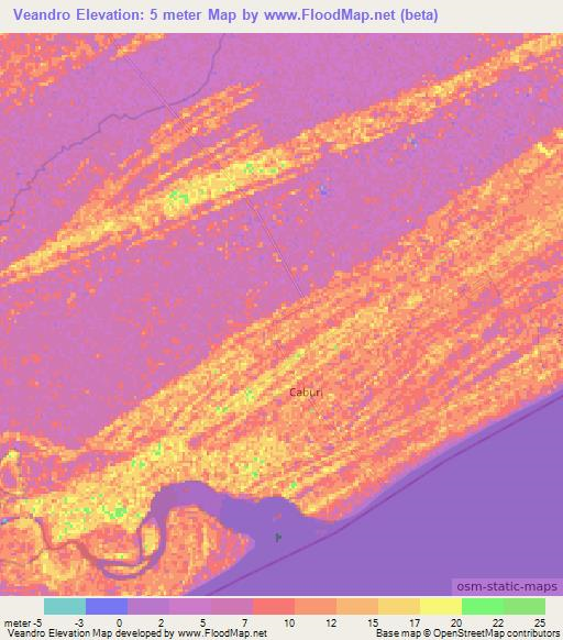Veandro,Mozambique Elevation Map