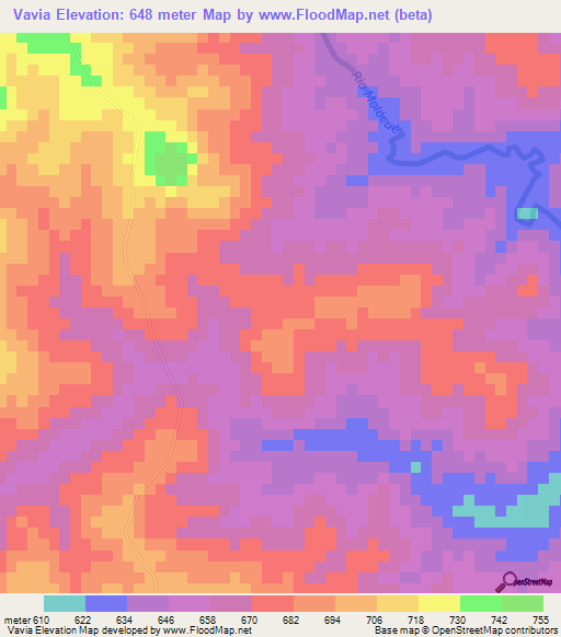 Vavia,Mozambique Elevation Map