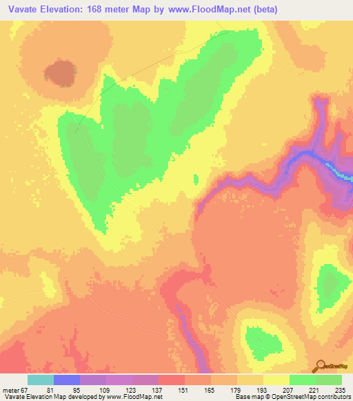 Vavate,Mozambique Elevation Map