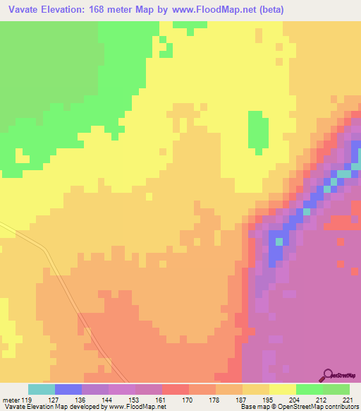 Vavate,Mozambique Elevation Map