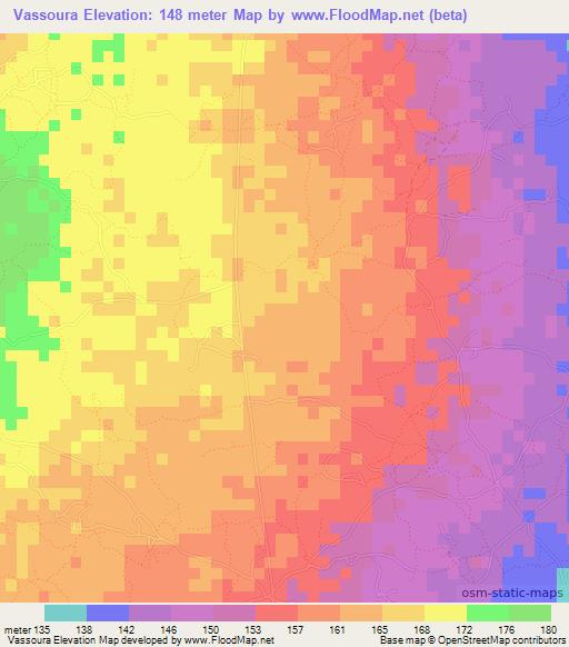 Vassoura,Mozambique Elevation Map