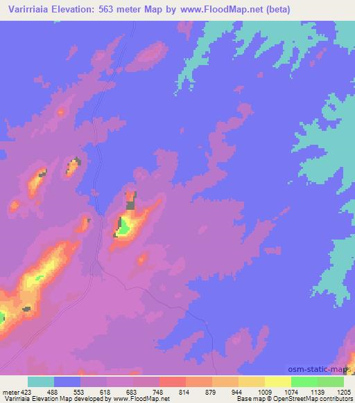 Varirriaia,Mozambique Elevation Map