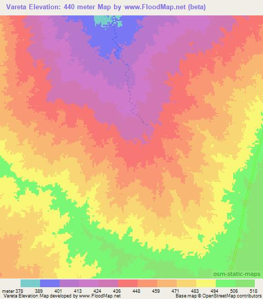 Vareta,Mozambique Elevation Map