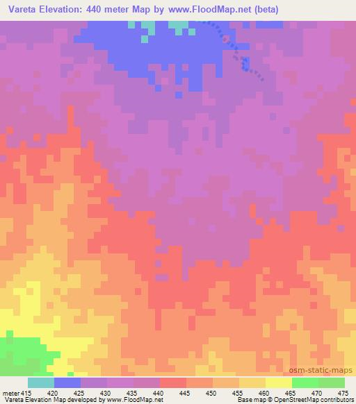 Vareta,Mozambique Elevation Map