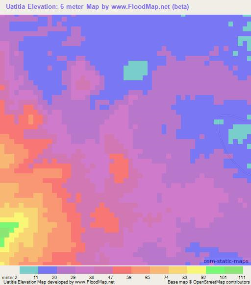 Uatitia,Mozambique Elevation Map