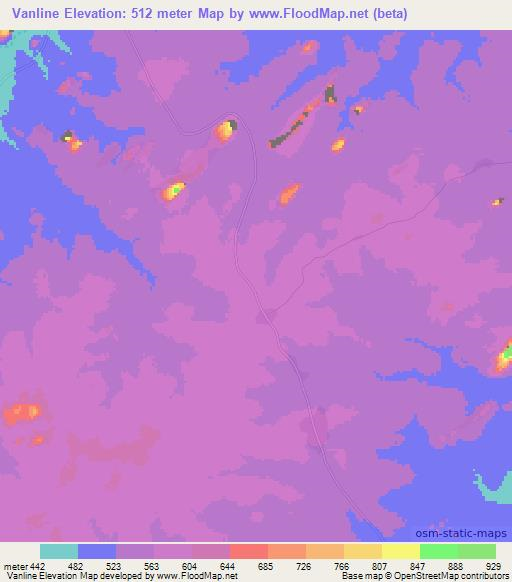 Vanline,Mozambique Elevation Map