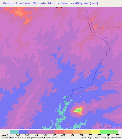 Vanhiua,Mozambique Elevation Map