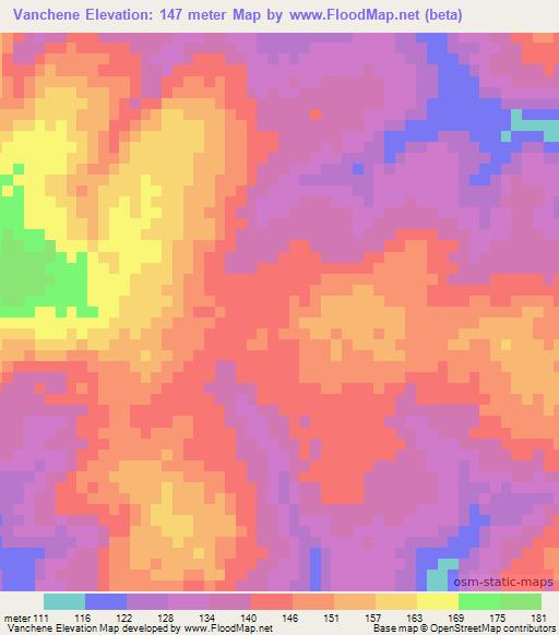 Vanchene,Mozambique Elevation Map