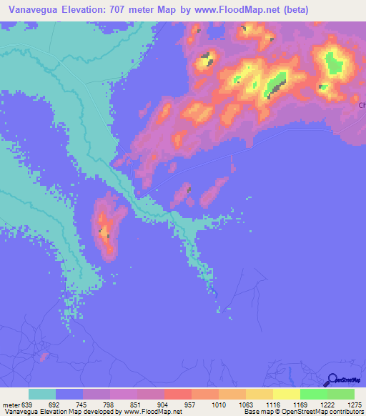 Vanavegua,Mozambique Elevation Map