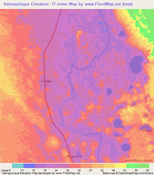 Vamequinque,Mozambique Elevation Map