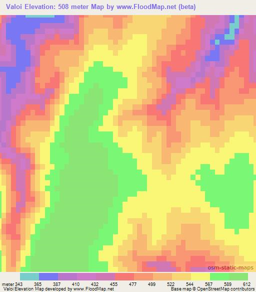Valoi,Mozambique Elevation Map