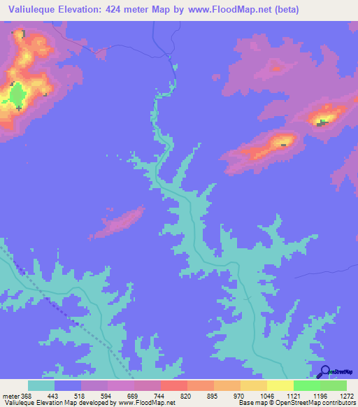 Valiuleque,Mozambique Elevation Map