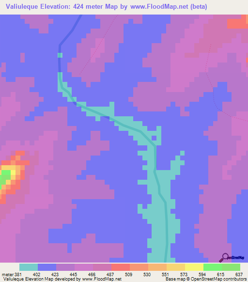 Valiuleque,Mozambique Elevation Map