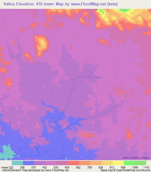 Valice,Mozambique Elevation Map