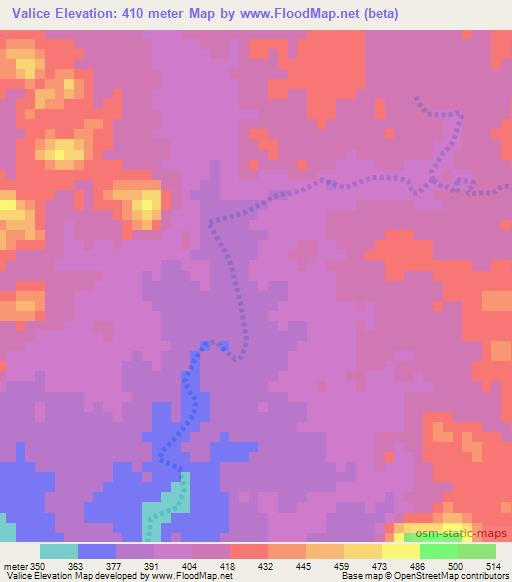 Valice,Mozambique Elevation Map