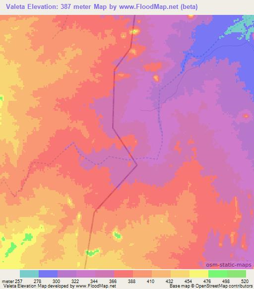 Valeta,Mozambique Elevation Map