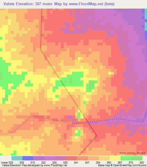Valeta,Mozambique Elevation Map