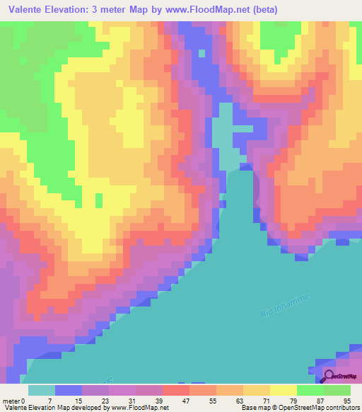 Valente,Mozambique Elevation Map