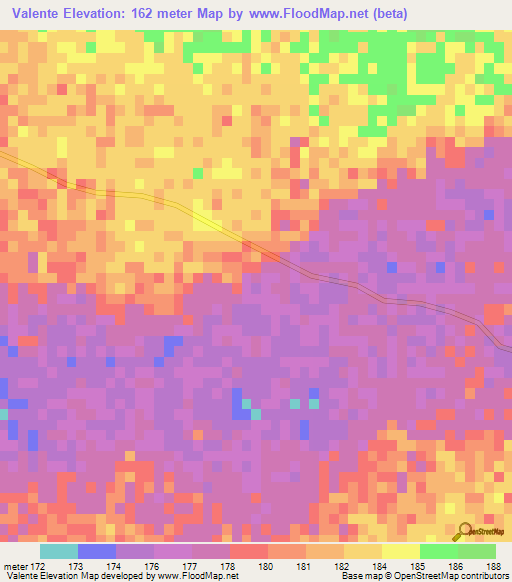 Valente,Mozambique Elevation Map