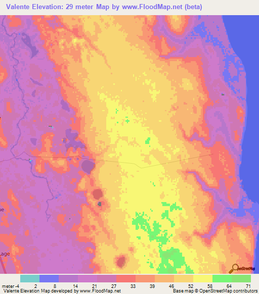 Valente,Mozambique Elevation Map