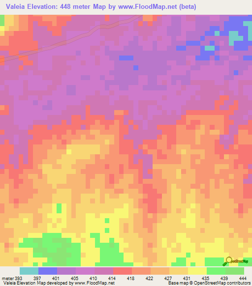 Valeia,Mozambique Elevation Map