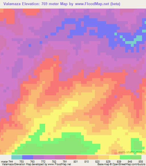 Valamaza,Mozambique Elevation Map